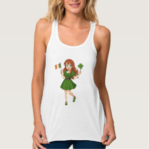 Süße Anime-Rothaarige am St. Patrick's Day Tank Top
