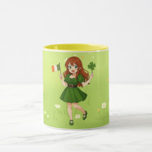 Süße Anime-Rothaarige am St. Patrick's Day Tasse