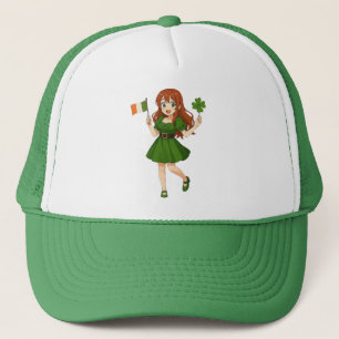 Süße Anime-Rothaarige am St. Patrick's Day Truckerkappe