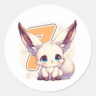 Süße Anime Tier Nummer Sieben Runder Aufkleber