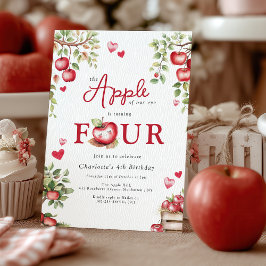 Süße Apfel unseres Auges Vierten Geburtstag Einladung