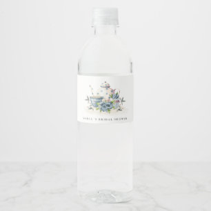 Süße aqua blaue Blumen Teekanne Kaffeetassen Braut Wasserflaschenetikett
