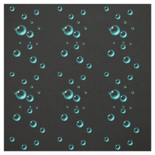 Süße aqua blaue schwebende Blasen auf Schwarz Stoff