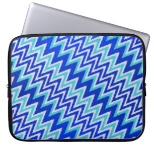 Süße aqua blaue Zickzackstreifen Laptopschutzhülle