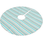 Süße aqua weiße Streifen Polyester Weihnachtsbaumdecke (Schrägansicht)