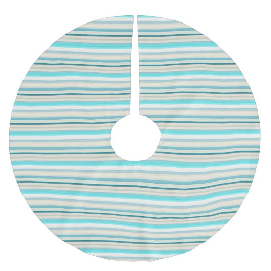 Süße aqua weiße Streifen Polyester Weihnachtsbaumdecke (Vorderseite)