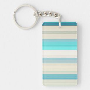 Süße aqua weiße Streifen Schlüsselanhänger