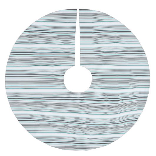 Süße aquagraue Streifen Polyester Weihnachtsbaumdecke (Vorderseite)