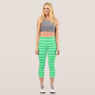 Süße aquagrüne Streifen Capri Leggings