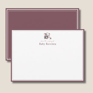 Süße Aquarell-Elefanten-Babyzimmer Danke schön Mitteilungskarte