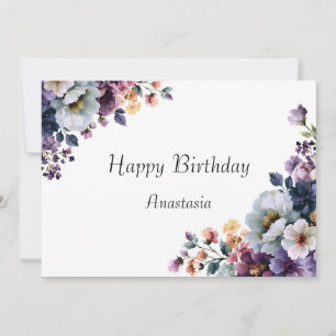 Süße Aquarell-Eleganz-Wildblumen für sie Karte