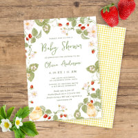 Süße Aquarell-Erdbeer-Küken-Baby-Party