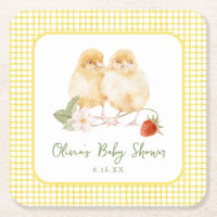 Süße Aquarell-Erdbeer-Küken-Baby-Party