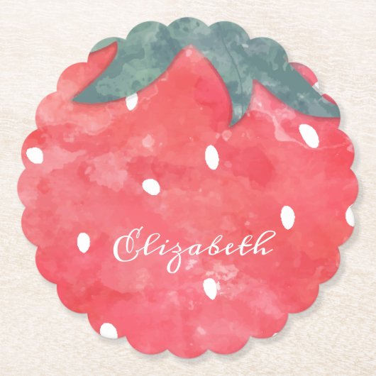 Süße Aquarell-Erdbeer-Papierteller Untersetzer (Vorderseite)