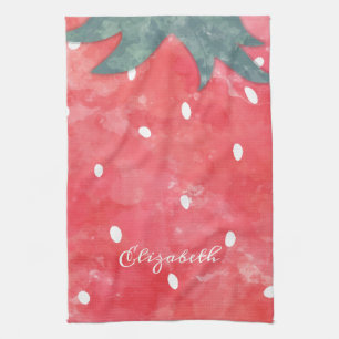 Süße Aquarell-Erdbeere   Geschirrtuch
