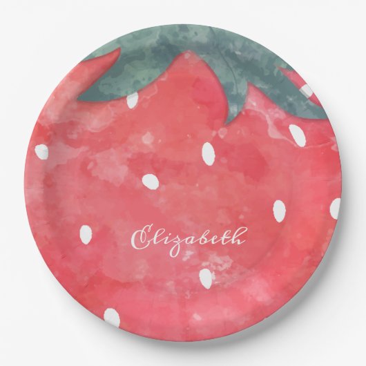 Süße Aquarell-Erdbeere Pappteller (Vorderseite)
