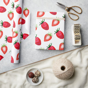 Süße Aquarell-Erdbeeren Geschenkpapier