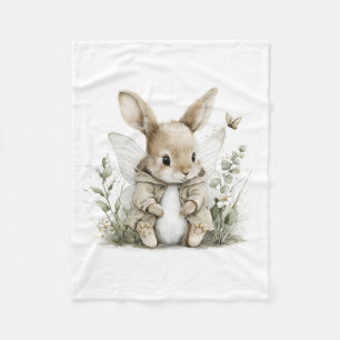 Süße Aquarell-Fee-Hasen-Illustration Fleecedecke