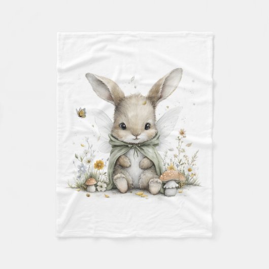 Süße Aquarell-Fee-Hasen-Illustration Fleecedecke (Vorderseite)
