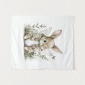 Süße Aquarell-Fee-Hasen-Illustration Wandteppich (Vorderseite (Horizontal))