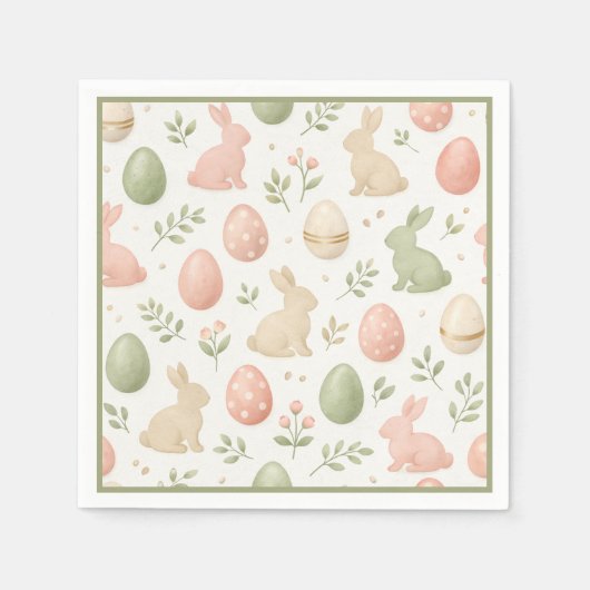 Süße Aquarell-Hasen-Blumen-Oster-Brunch Serviette (Vorderseite)