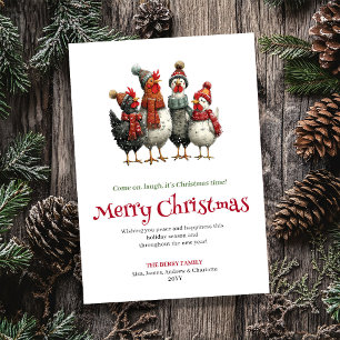 Süße Aquarell-Hühner-Weihnachtsgrußkarte Feiertagskarte