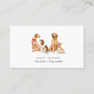 Süße Aquarell-Hunde Pet-Sitting Visitenkarte