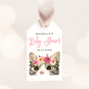 Süße Aquarell-Kätzchen-Mädchen-Baby-Party Geschenkanhänger