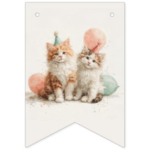 Süße Aquarell-Kätzchen-Party-Katzen-Geburtstag Wimpelkette