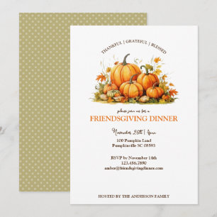 Süße Aquarell-Kürbisse Friendsgiving Erntedankfest Einladung