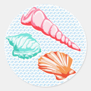 Süße Aquarell-Meeresmuscheln-Illustration Runder Aufkleber