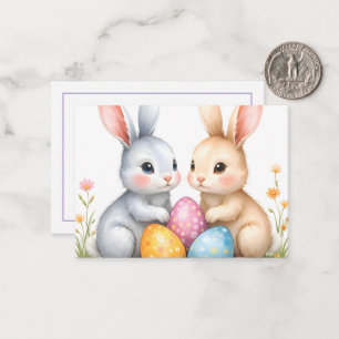 Süße Aquarell-Osterhasen Frohe Ostern Mitteilungskarte