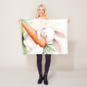 Süße Aquarell-Osterhasen-Möhre Fleecedecke