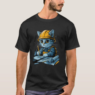 Süße arbeitende Katze Bauingenieur Technikerin T-Shirt