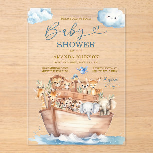 Süße Arche-Noah-Geschlechtsneutrale-Boho-Baby-Part Acryleinladungen