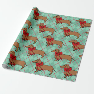 Süße Argyle-Weihnachts-Dachshund-Hund-Geschenkpapi Geschenkpapier