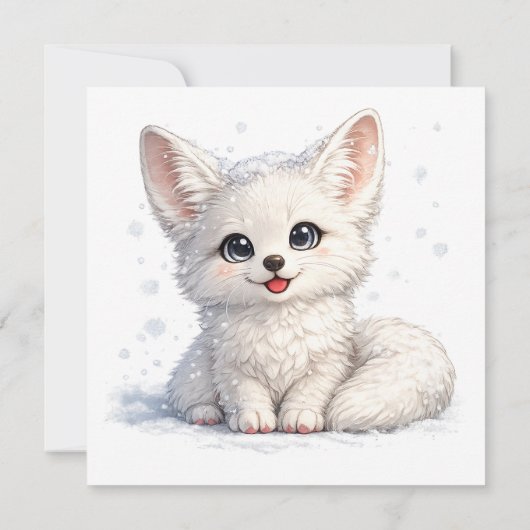 Süße Arktischer Fuchs Kuscheliges Design mit posit Dankeskarte (Rückseite)