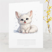 Süße Arktischer Fuchs Kuscheliges Design mit posit Karte (Gelbe Blume)