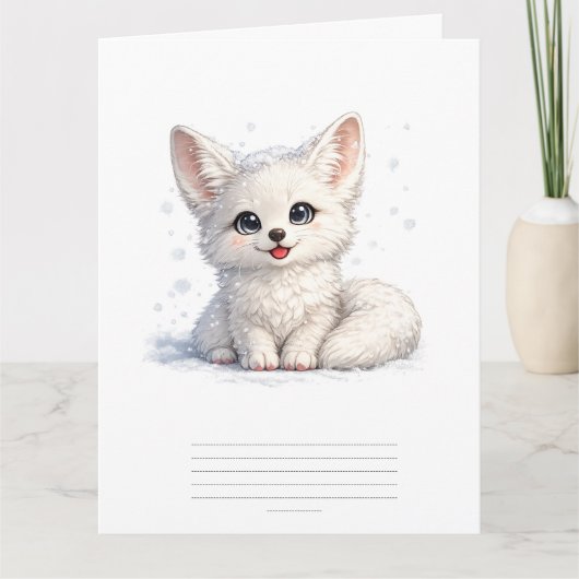 Süße Arktischer Fuchs Kuscheliges Design mit posit Karte (Vorderseite)