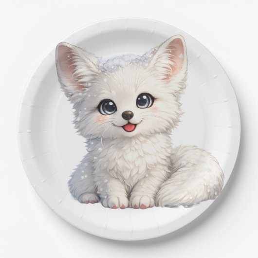 Süße Arktischer Fuchs Kuscheliges Design mit posit Pappteller (Vorderseite)