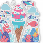 Süße Aruba und Riff Aufkleber (Vorderseite)