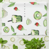 Süße ästhetische Matcha- und Fruchtmuster Geschirrtuch (Gefaltet)