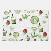 Süße ästhetische Matcha- und Fruchtmuster Geschirrtuch (Horizontal)