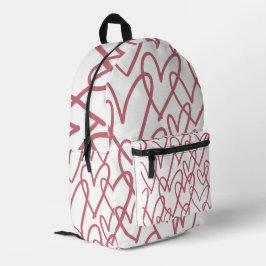 Süße ästhetische rosa Herzen Linienkunst Muster Ru Bedruckter Rucksack