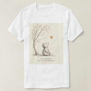 Süße ästhetische Teddybär-Herbstblätter Minimalist T-Shirt