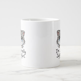 Süße ästhetische traurige Katze "Ich bin buchstäbl Jumbo-Tasse