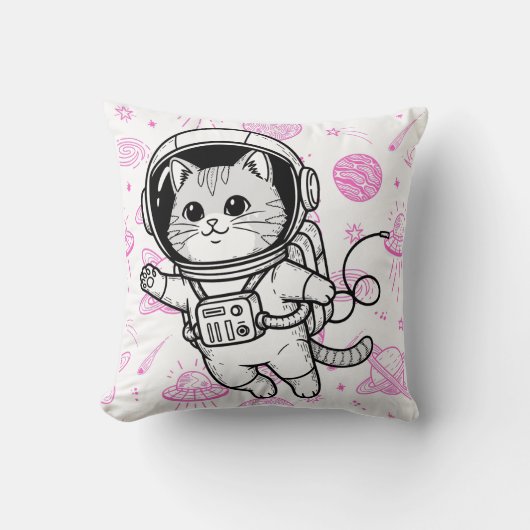 Süße Astronaut Katzen Weltraum Muster Personalisie Kissen (Vorderseite)