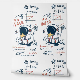 Süße Astronaut Weltraum Cartoon Kinderzimmer Tapet Tapete