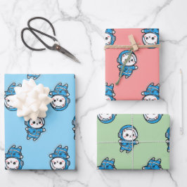 Süße Astronauten-Katze Individuelle Foto-Verpackun Geschenkpapier Set