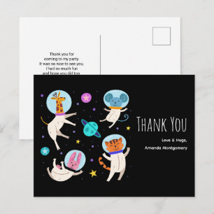 Süße Astronauten-Tiere schweben im Weltraum Danke Postkarte